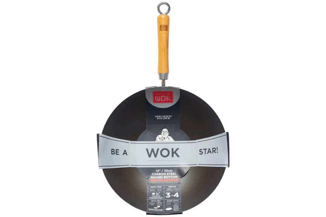 13" PRE SEASONED ROUND BOTTOMED CARBON STEEL WOK   (12322046)